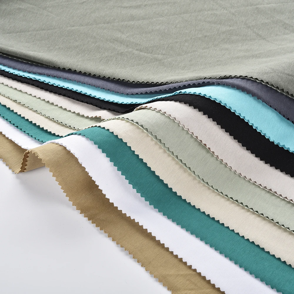 Wrinkle Resistant 32S Cotton T Shirt Fabric Knit 70% Cotton 30% Polyester Fabric For T-Shirts