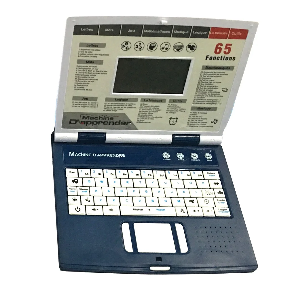 Early Educational English and French Intelligent Kids Laptop Learning Machine Toy With 65 Activities Functions