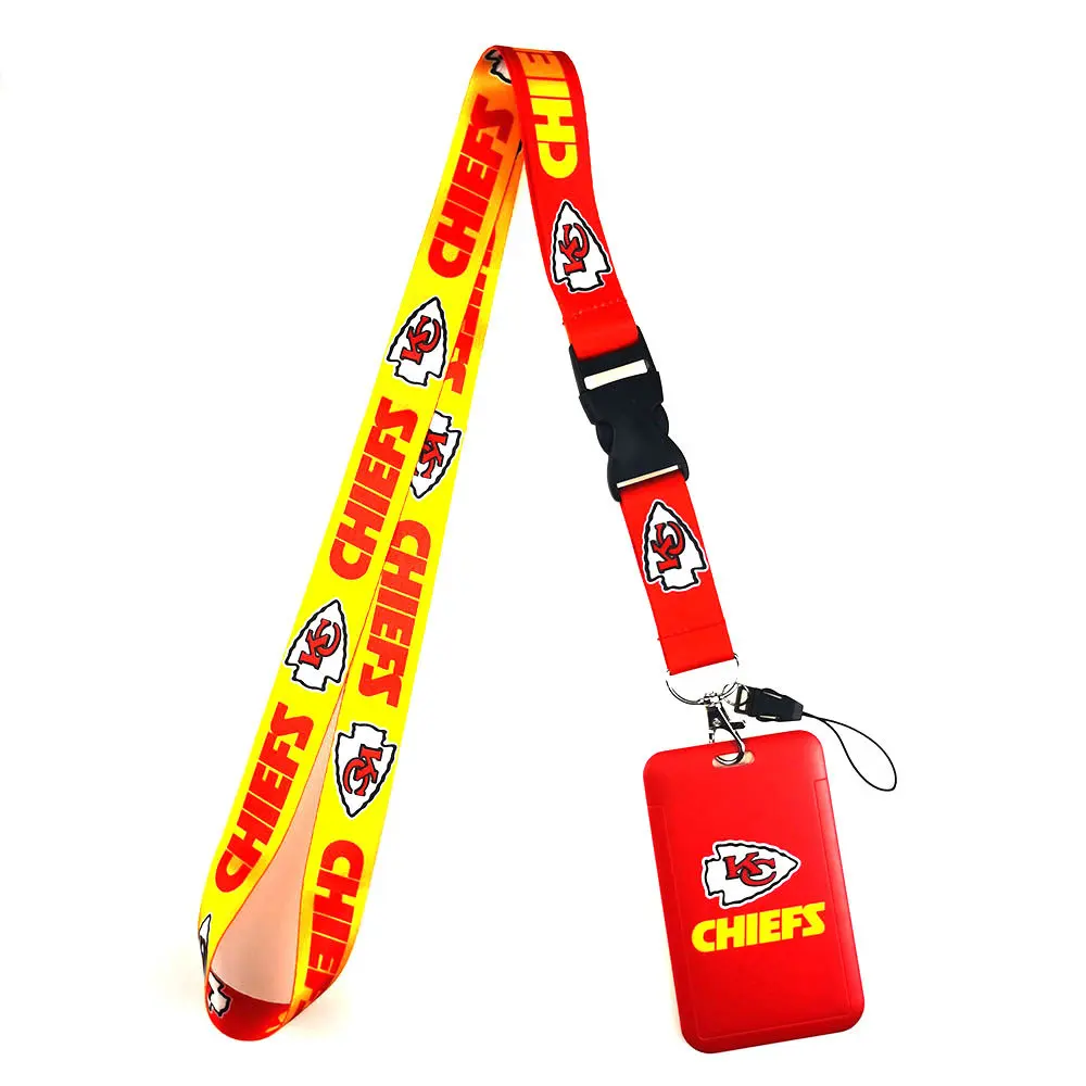 Wholesale Sports American Football Club 32 Teams NFL Lanyard Keychain With Sliding ID Card Holder