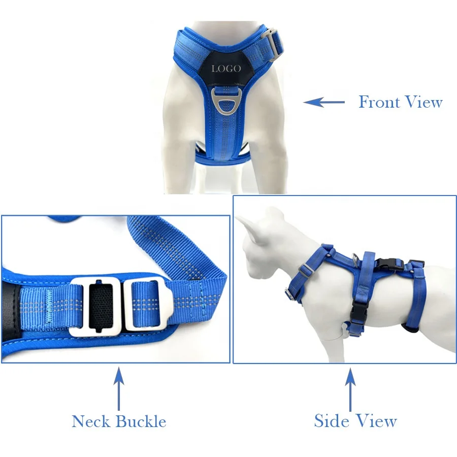 Full Body Vest Removable Waist Strap Double Clip Shutter Neck Buckle Reflective Webbing Tactical Strong Dog Harness for Big Dog