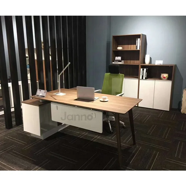 Modern Wooden Bookcase Brown and White Storage MDF Wooden Book Shelf With Storage Doors