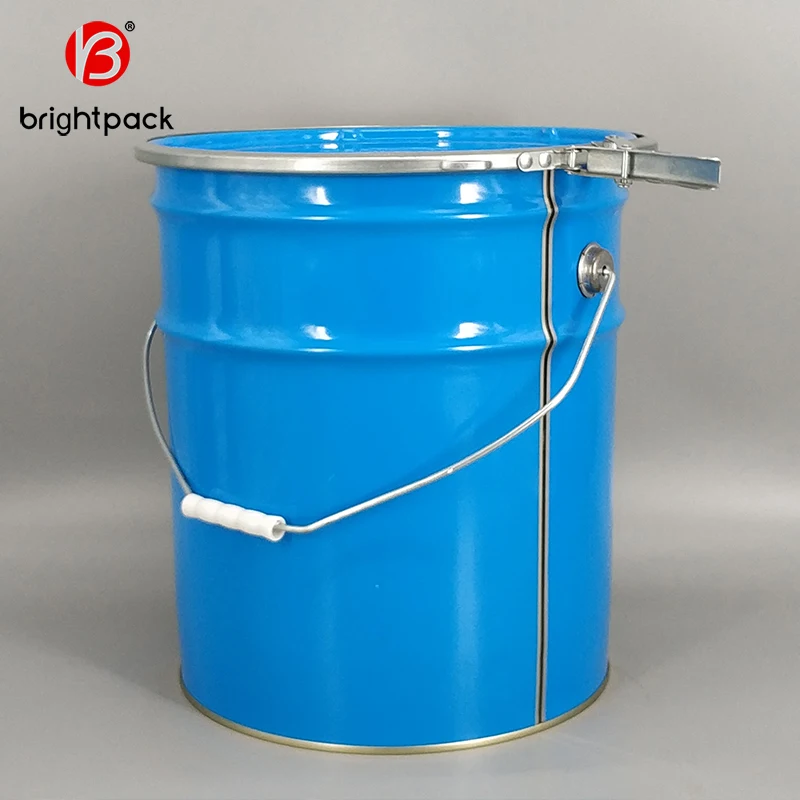 metal tin pail with lock ring lid  metal handle 5 gallon tin drum for paint packaging paint metal container
