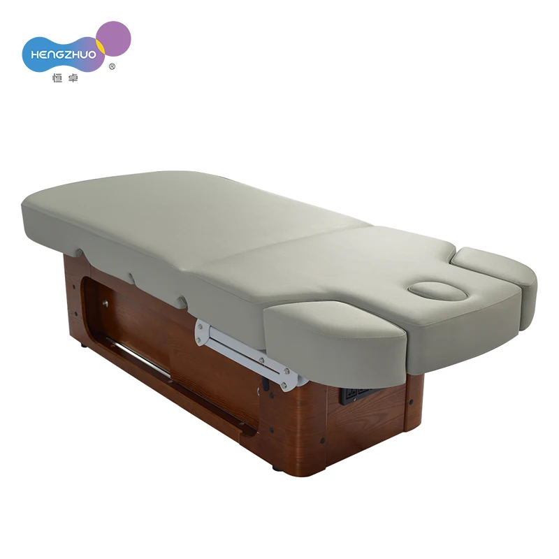 Automatic Smart Lift Electric Massage Table for Beauty Salon Large Storage Drawer Wooden Base Spa Clinic Bed with 2 Motors