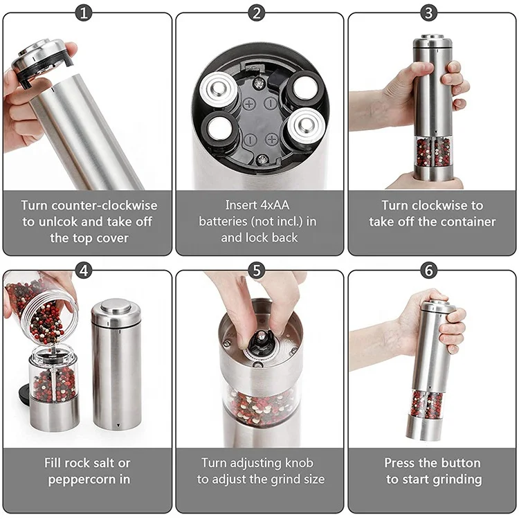 Automatic Pepper Mill Salt Grinder Electric Set Grinder with Ceramic Mechanism