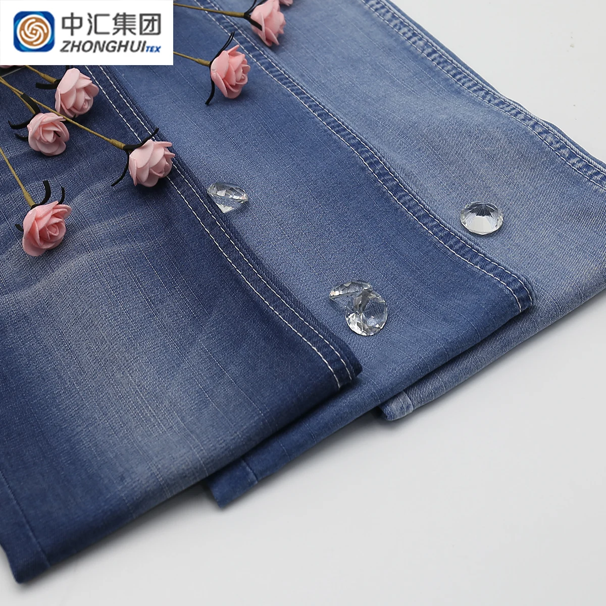 Factory Hot Sale Tencel Polyester Viscose Blend Twill Denim Fabric for  Summer Jean Pants