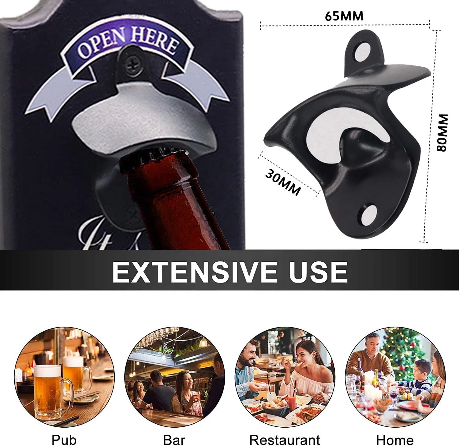 Wooden Wall Mounted Beer Corkscrew with Collection Container Rustic Look Beer Corkscrew Bottle opener on the wall