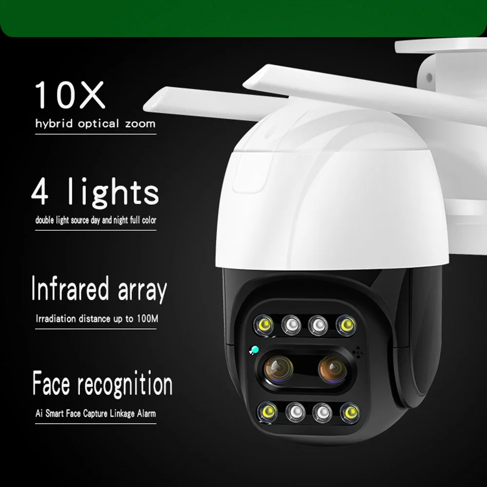Qearim 2.5 inch dual lens pan tilt zoom mini wifi camera Wireless 10X Zoom 2MP Cheap PTZ live view network carecam camera 1080P
