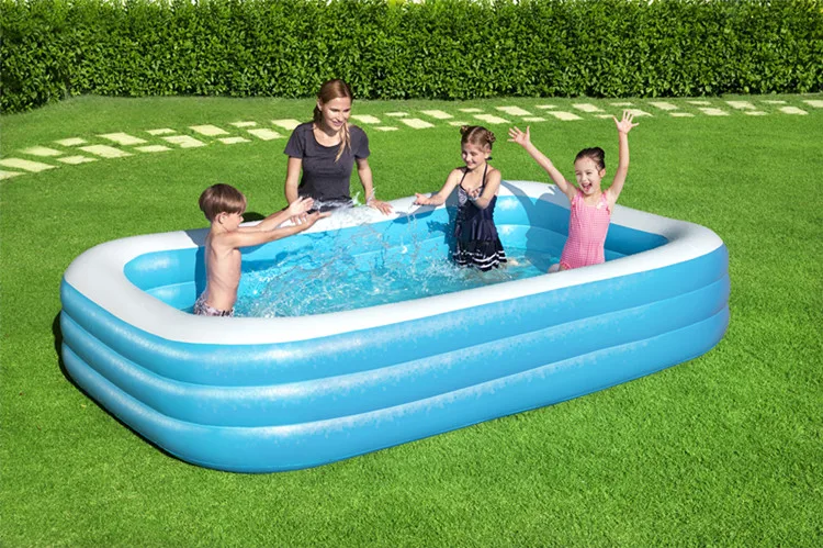 Bestway 54009  blue rectangular family pool bathtub High quality and cheap outdoor  inflatable swimming pools