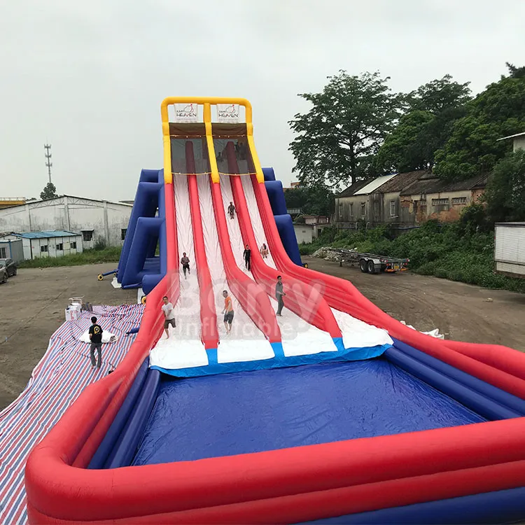outdoor large kid backyard used PVC huge slip slide adult size swimming pool commercial inflatable water slide for sale