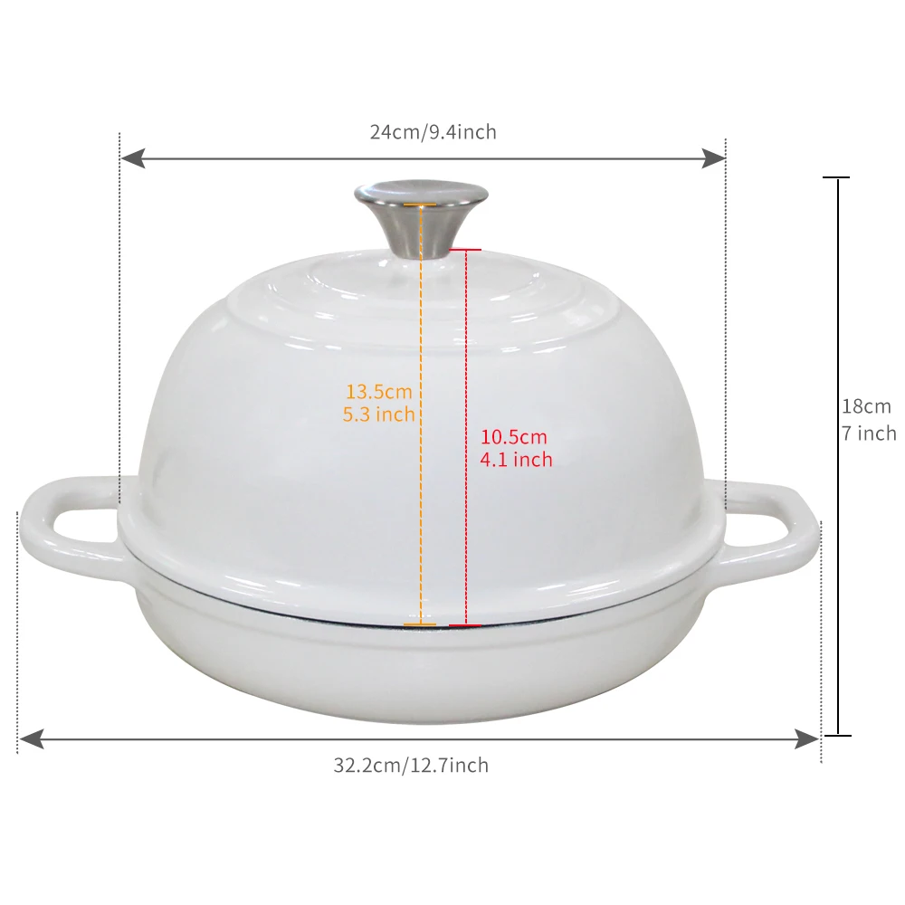 24 cm Nonstick Enamel Cast Iron Dutch Oven Pot Set with Lid for baking
