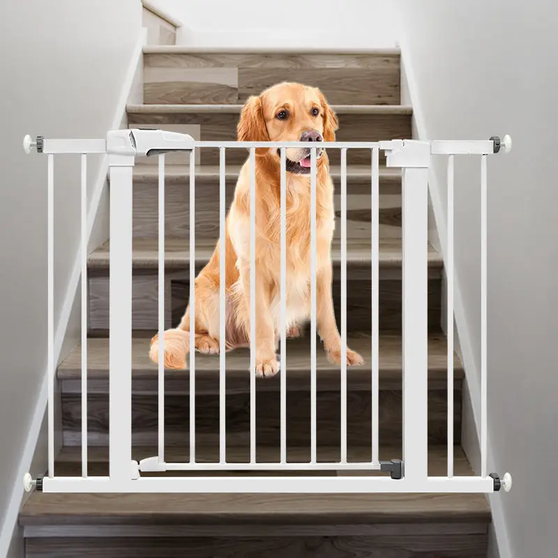 Wholesale white auto close safety extra wide indoor doorways stairs heavy duty metal baby child pet gate for dog and kids
