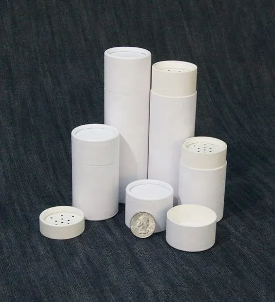 Customized Loose Powder Cardboard Cylinder Container Round Sifter Jar 50G Paper Tube With Sifter