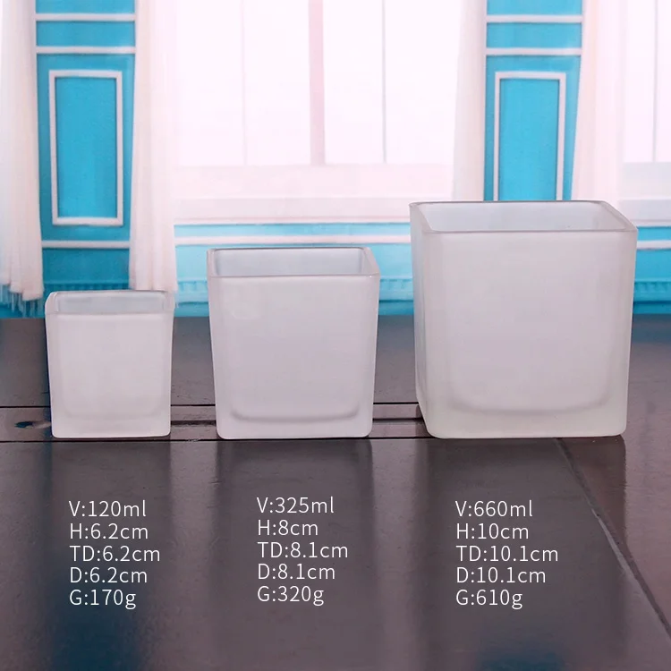 factory supply square shape clear glass 150ml 5oz candle container cubic shape glass candle jar soy wax candle holder