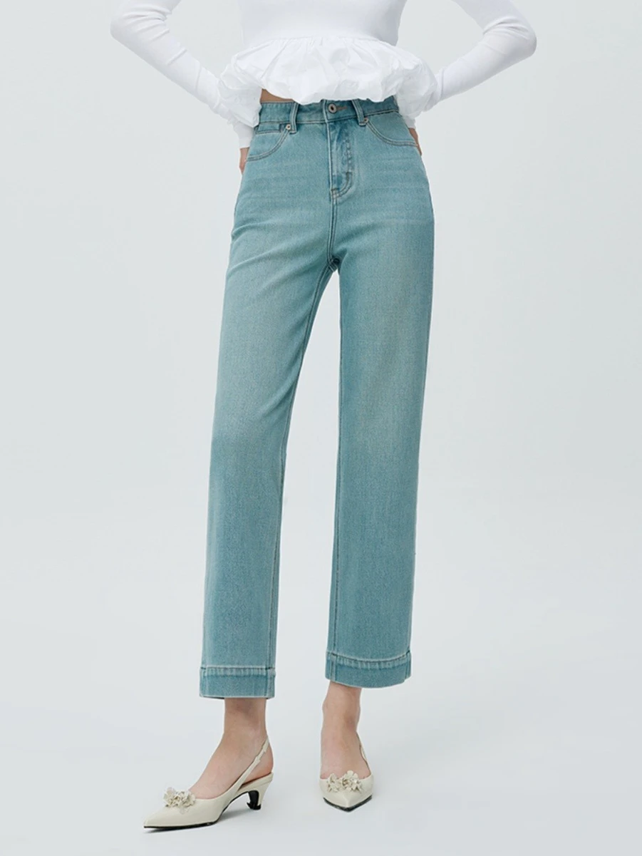 High Quality Customizable High-Waist Casual Jeans Women OEM Services Elastic Force Denim Fabric undertone High waist