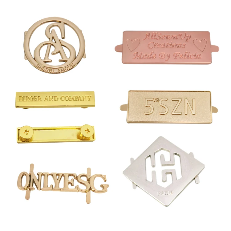 Handbag Accessories Manufacturer Design Metal Label Name Tag Custom Made Metal Logo Plate For Bag Hardware