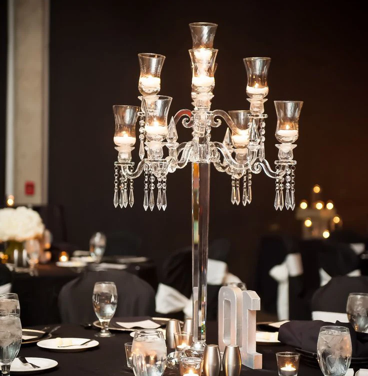 9 руки с украшением в виде кристаллов канделябры для свадебного стола центральные MH-1619