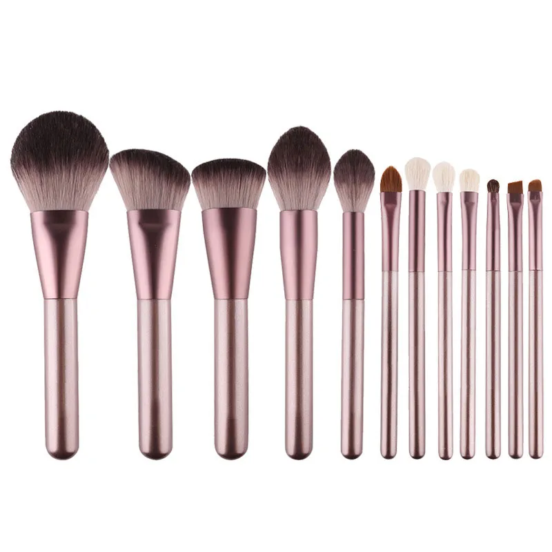 FEIYAN Low Moq Factory Whosale Private Label 12pcs Champagne Make Up Brush Set With Case