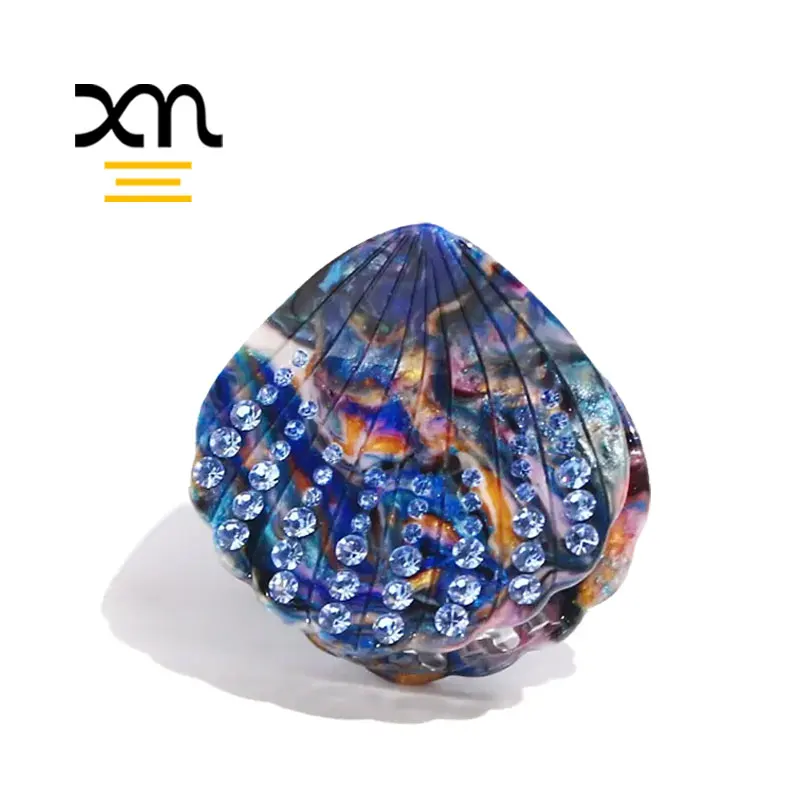 XinMei ocean sea shell hair claw clips luxury rhinestone hair claw clips sparkle crystals stylish acetate seashell jaw claw clip