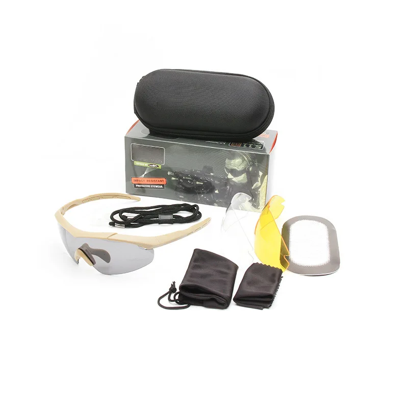 Tactical Goggles Real CS Outdoor Sports Special Forces Field Explosion proof Impact resistant Three Lens Tactical Glasses