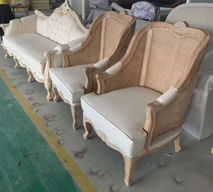 High Quality living room antique one seater single chairs sofa wooden rattan sofa chair