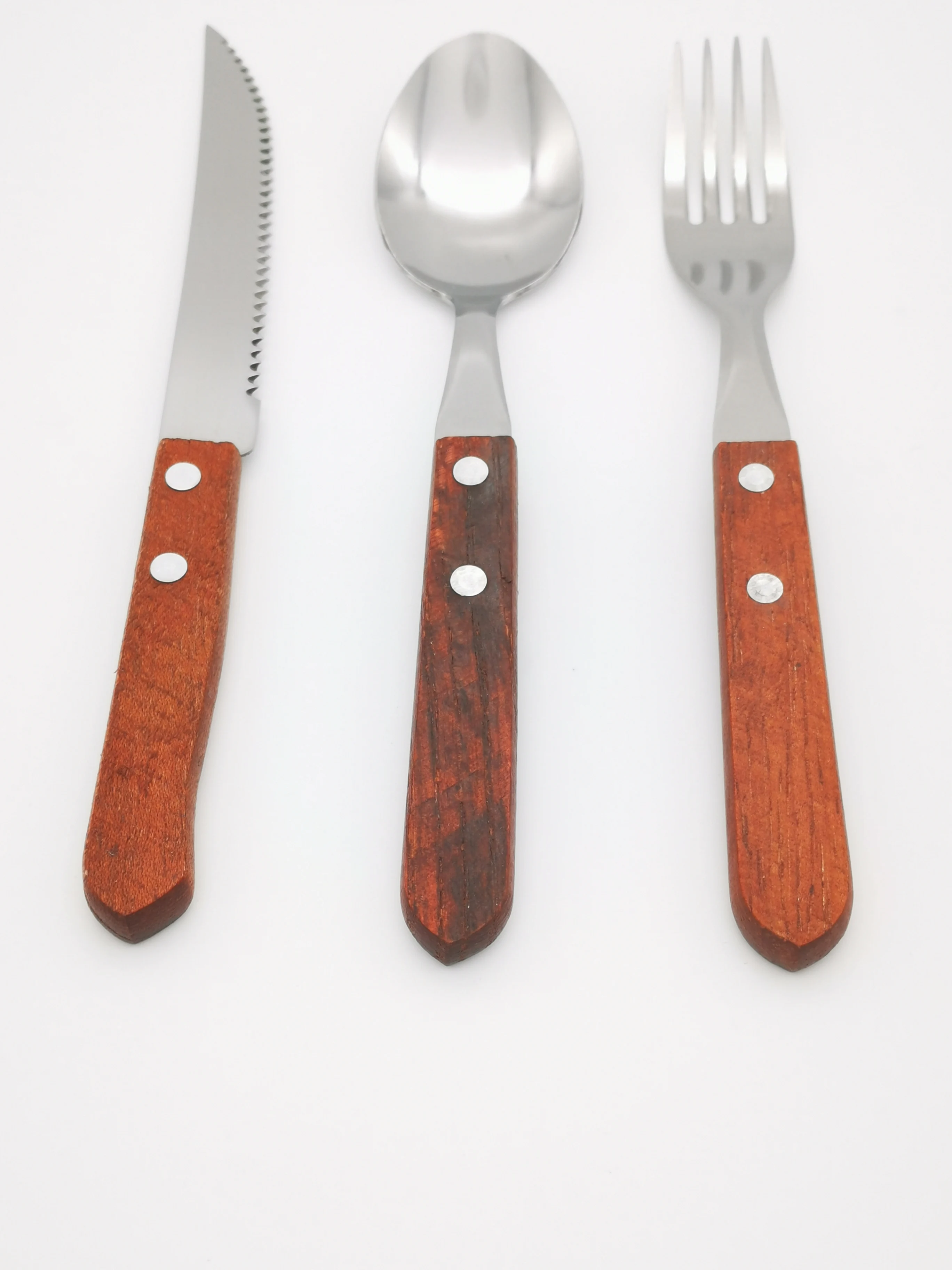 South America Most Popular Product 3pcs Wooden Handle Cutlery Flatware Sets