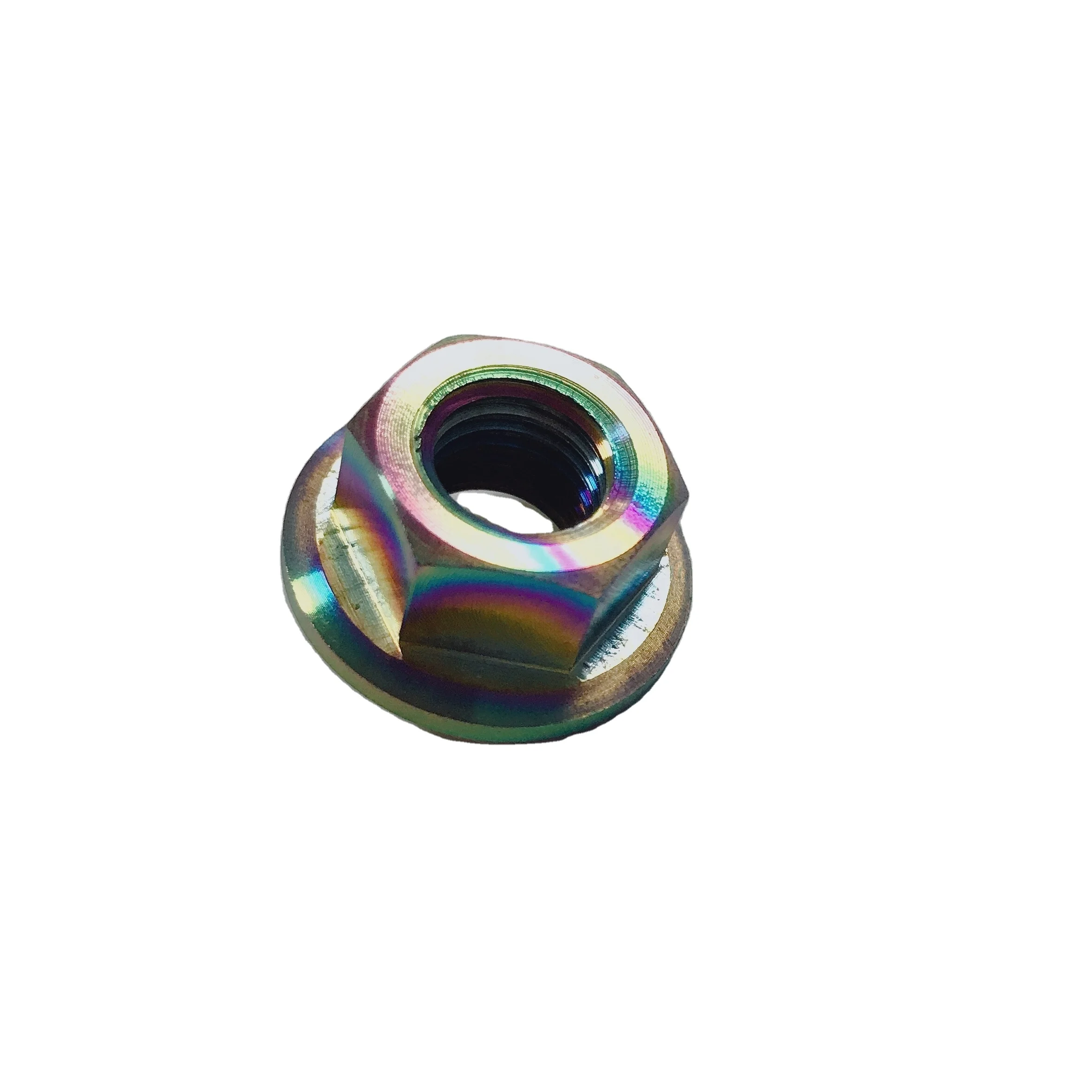 M6 M8 M10 M12 M20 GR2 GR5 Titanium Color Anodized Serrated Hexagonal Flange Nut DIN6923
