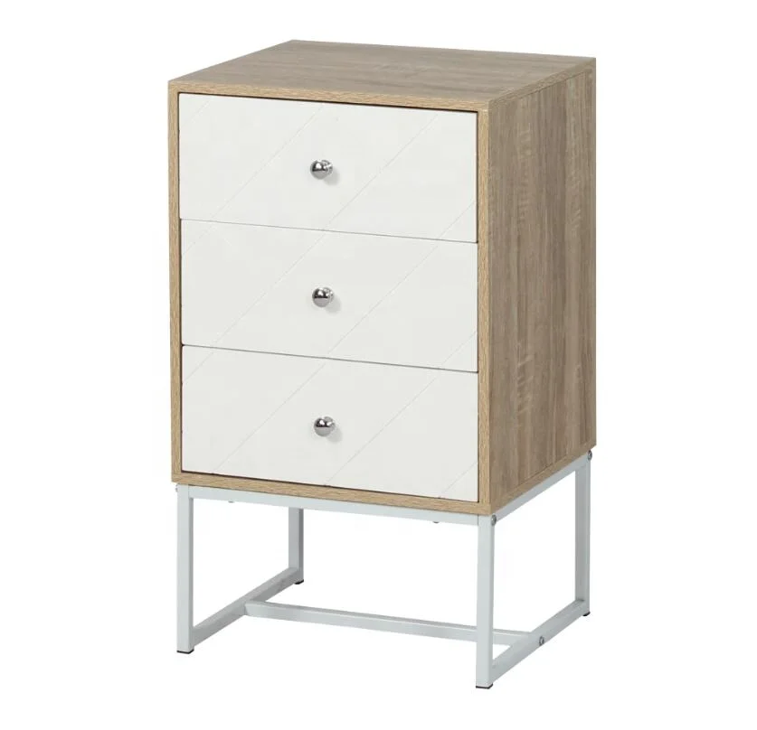 American Style Bedroom Furniture Set Wooden Solid Wood Dresser French Contemporary Dresser With Metal Base Oak 3-drawer Dressers