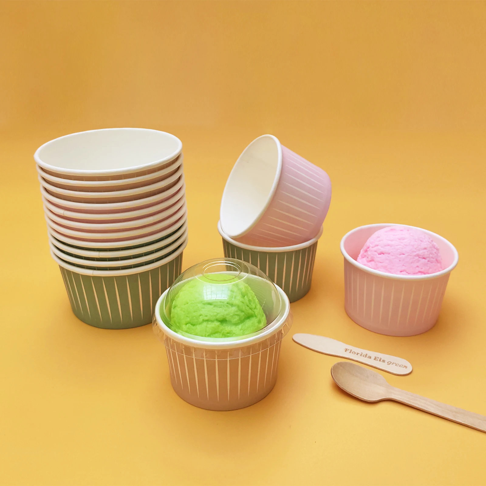 Custom Food Grade Disposable Cake Dessert Frozen Ice Cream Cup Food & Beverage Packaging With Lid