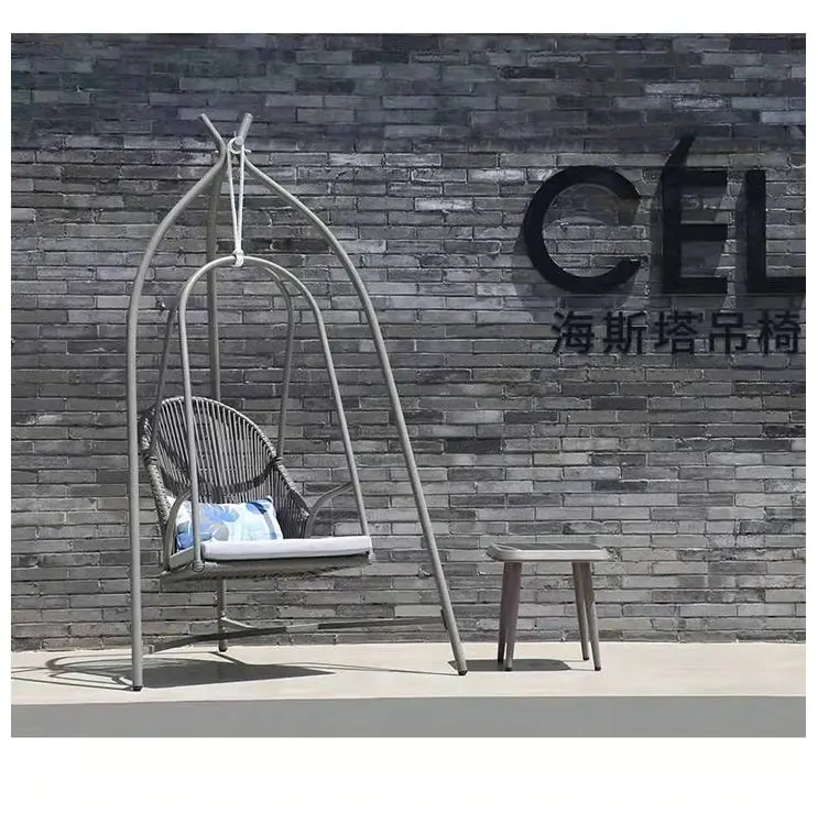 Hot Sell Aluminum Frame PE Rope Outdoor Furniture Swing Hanging Basket Chair