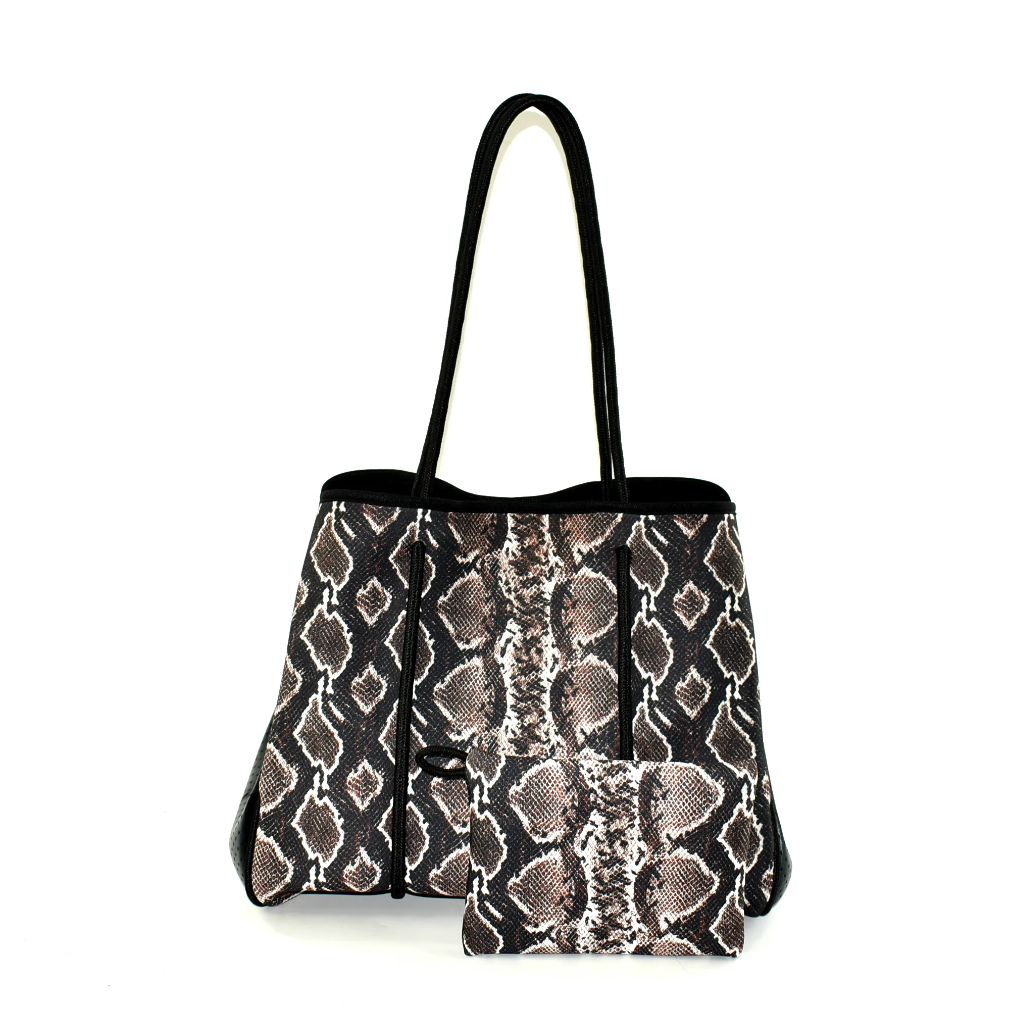 Custom Neoprene Cobra Prints Beach Bag With Small Bag Portable Fashion Tote Bag Custom Color or Logo