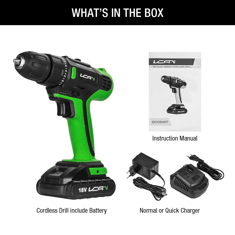 
Household 18V Cordless Drill 2 Speed Drill Cordless 17+1 Cordless Drill With LED Light 