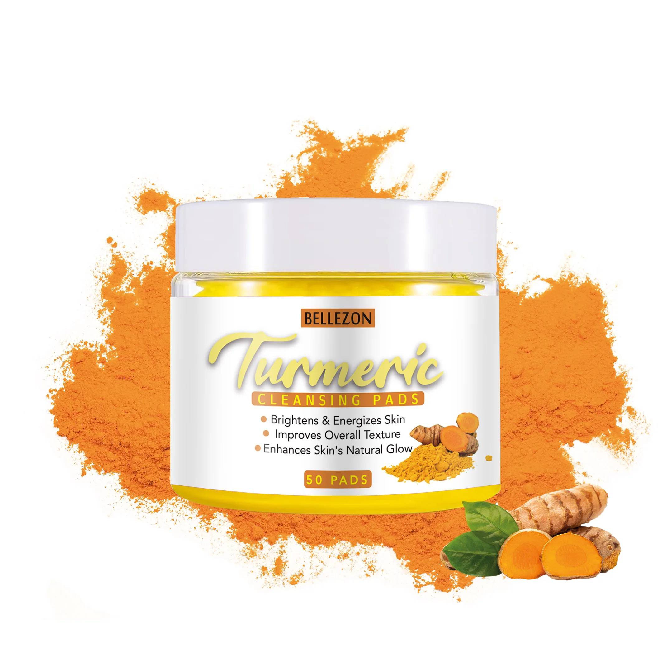 Private Label Skin Lightening Turmeric Cleansing Exfoliating Pads Face Wash Pad