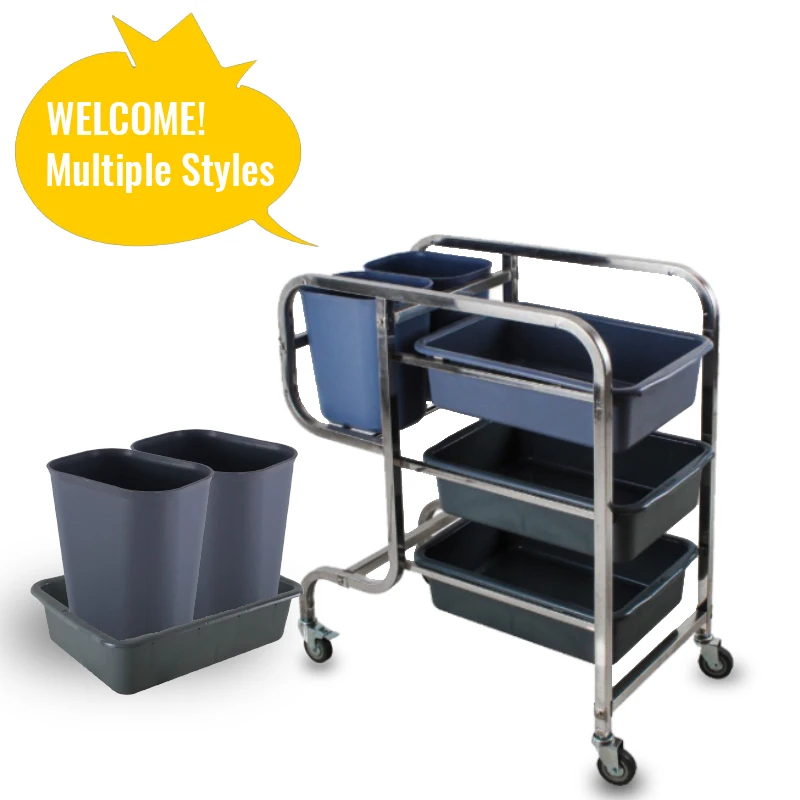 New Arrival Large Three Tier Hotel Catering Heavy Duty Kitchen Serving Food Cleaning Service Trolley Push Cart For Hotel Kitchen