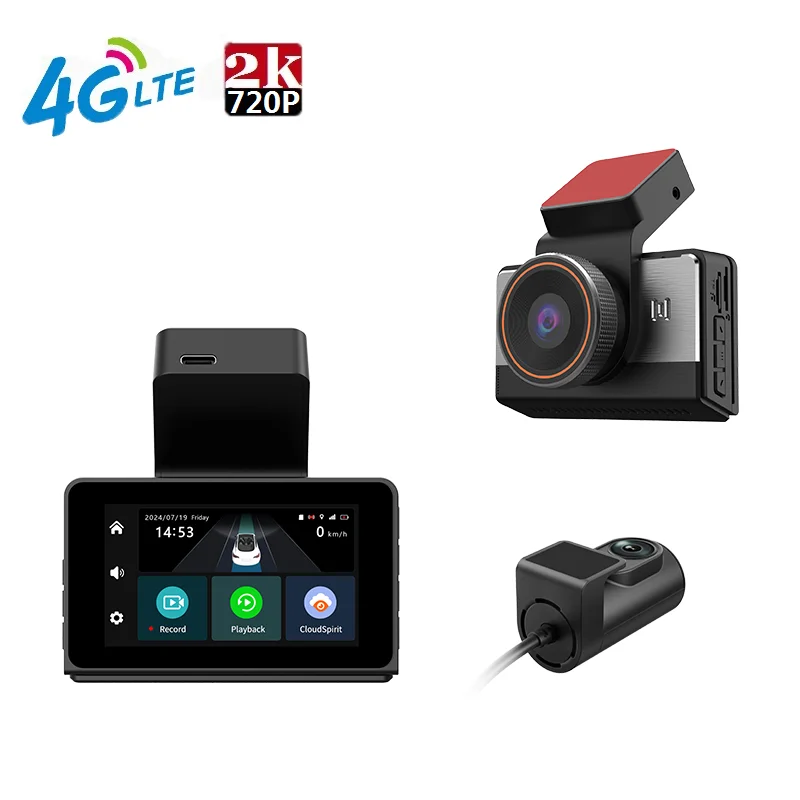 3-дюймовый экран 4G видеорегистратор 2K/1440P Wi-Fi GPS отслеживание Двойной Автомобильный Камера с дистанционным просчетом