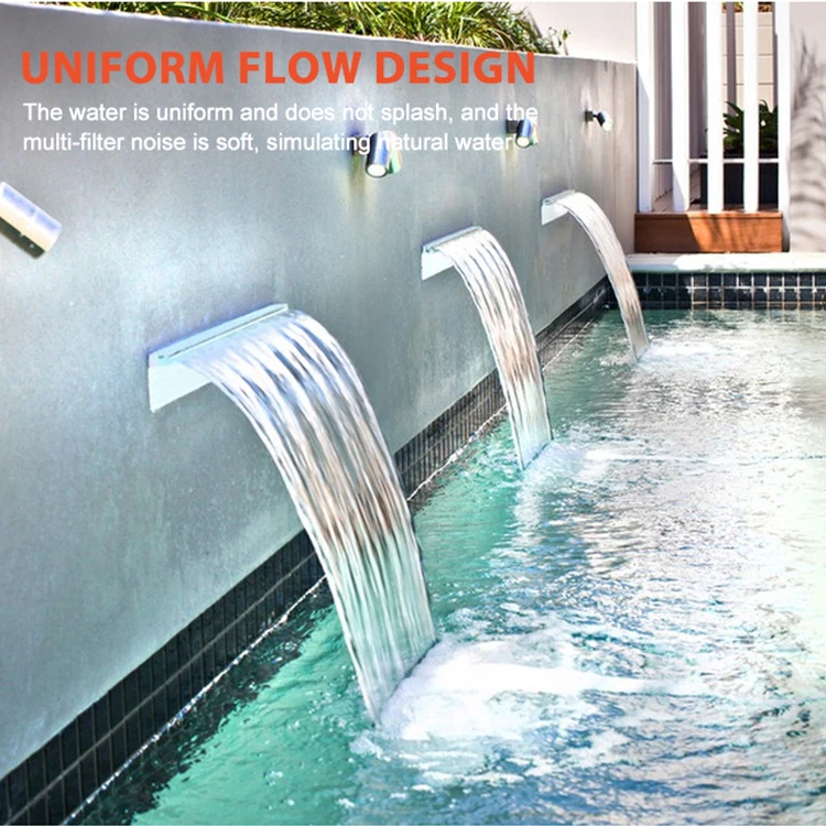 Outdoor 12v Ac 85-265v Underwater Acrylic Wall Mounted Swimming Pool Rgb Multicolor Changing Led Light Waterfall Descent
