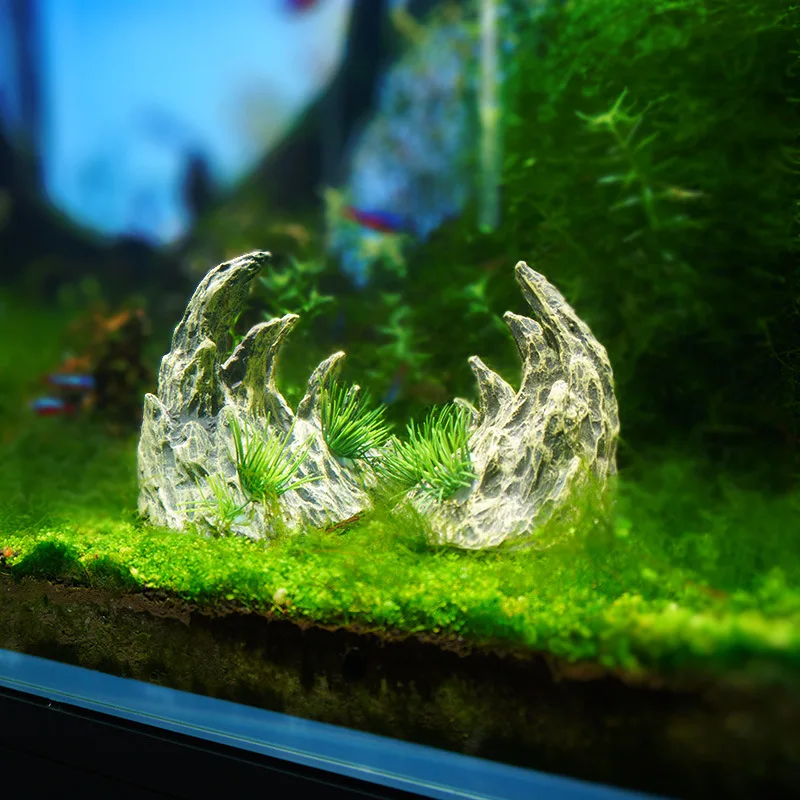 Unique aquarium decorated aquarium decorated with artificial non-plastic plant glow effect fish tank decoration