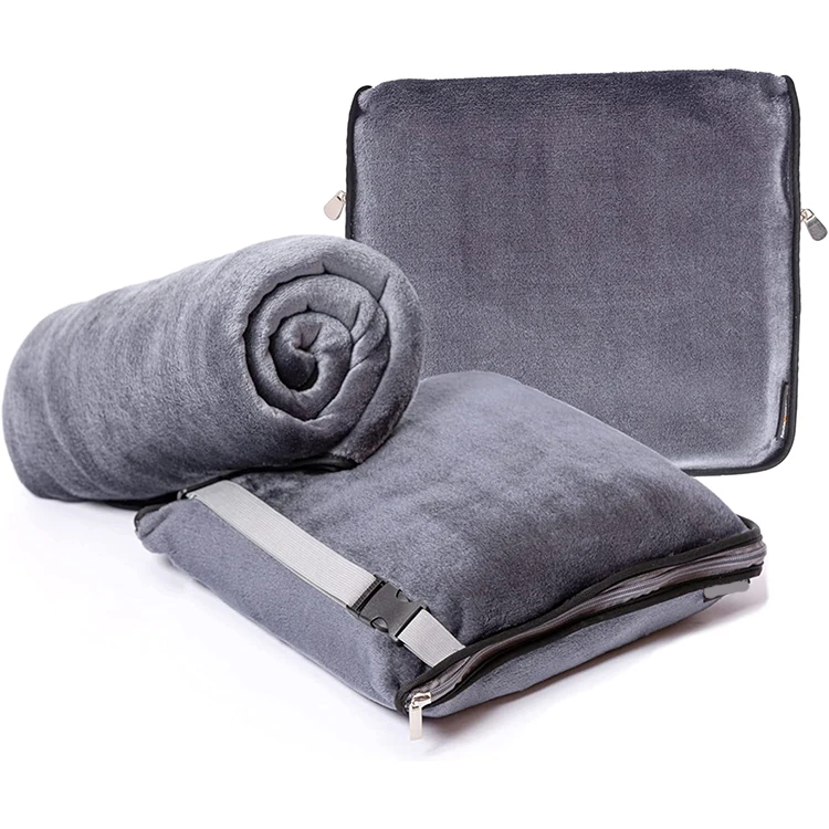 Wholesale Airplane Lightweight portable compact folding Multipurpose Durable Pillow Travel blanket