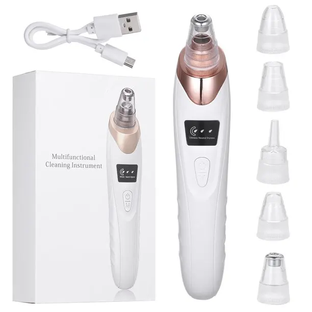 5 In 1 Portable Electric Blackhead Suction Device Blackhead Remover With 5 Probes Household Face Pore Cleaner With LED Display