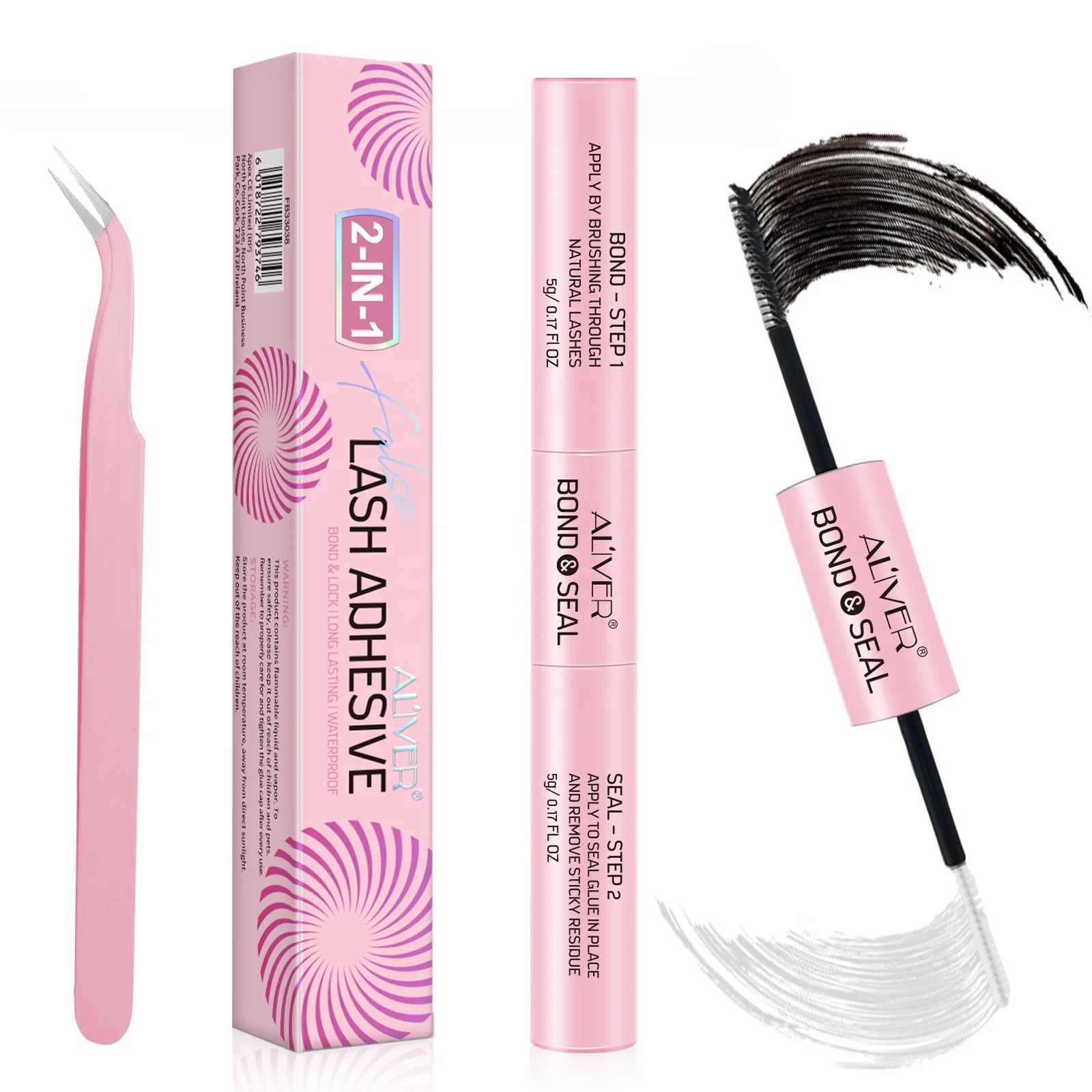 ALIVER private label fast drying waterproof sweatproof pink eyelash glue clear eyelash extension glue long lasting
