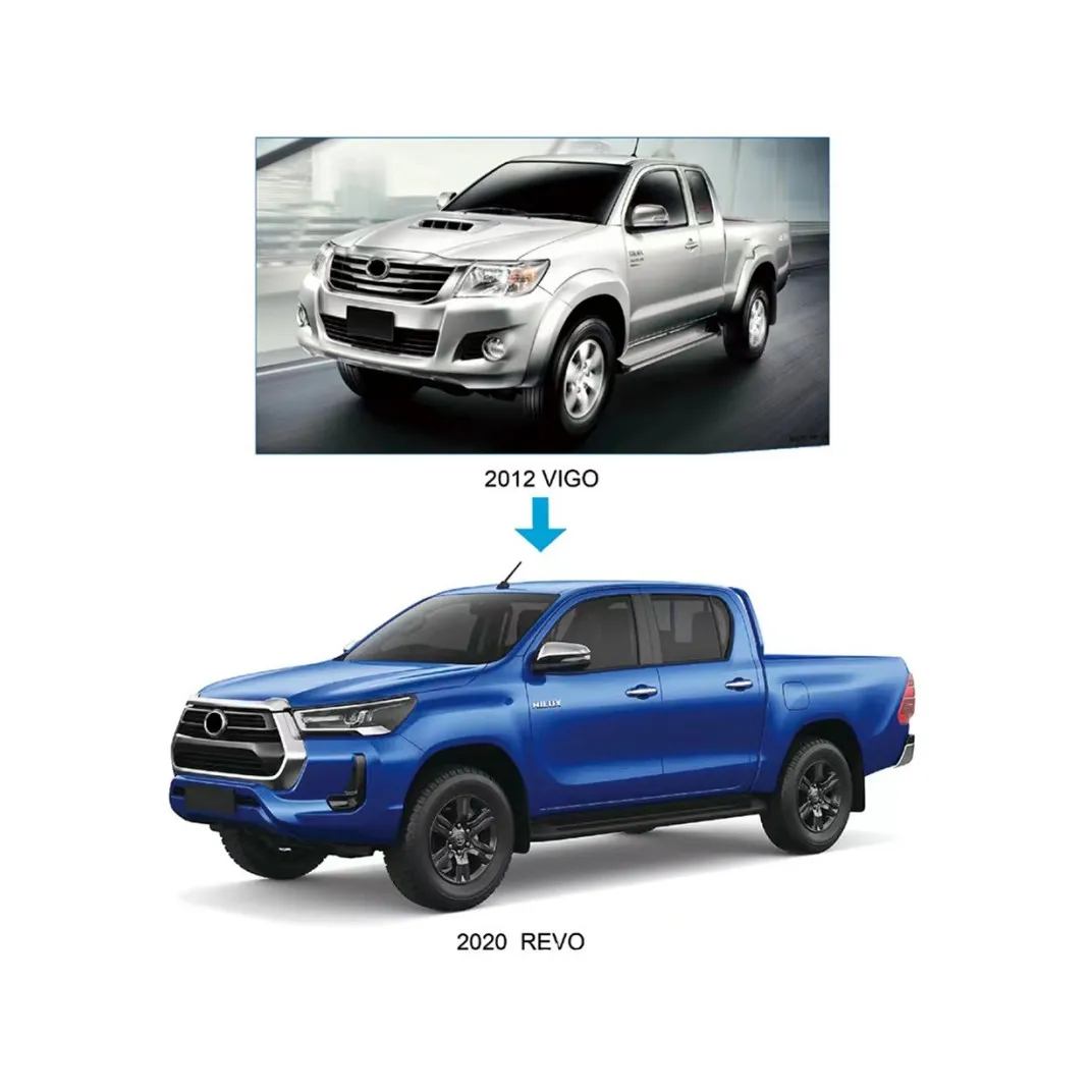 Car accessories for Toyota Hilux VIGO 2012 to REVO 2020 style front bumper with grille headlights fog lamp plug and play