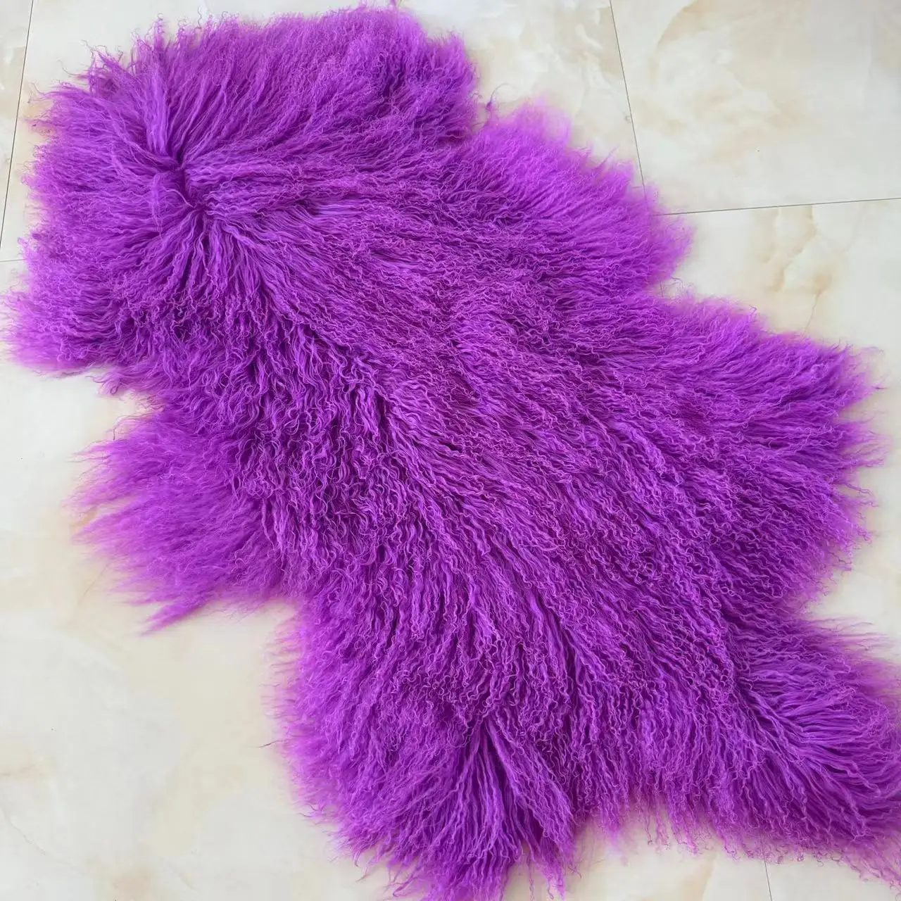 Factory Direct Supply 120x60cm Mongolian Lamb Fur Plate Goat Fur Rug Sheepskin