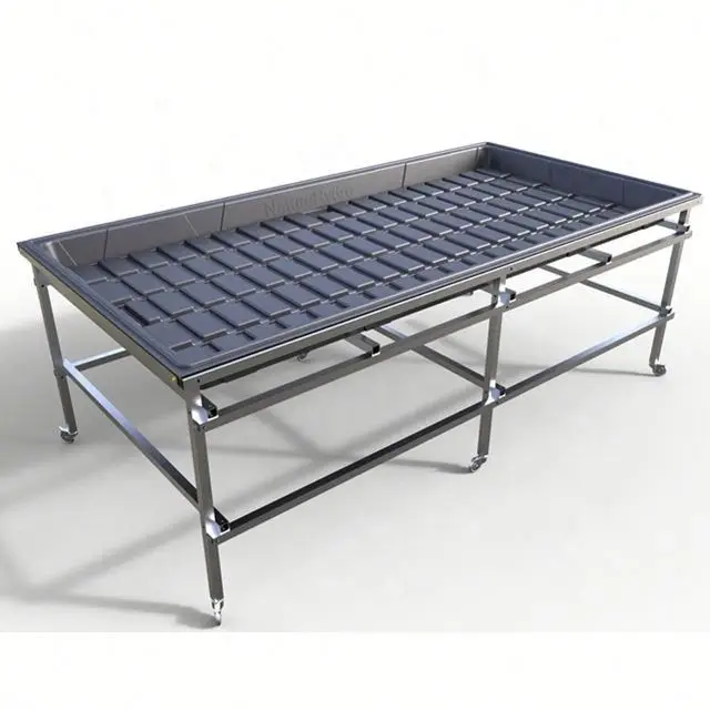 Hydroponic Flood Tray With Rolling Bench