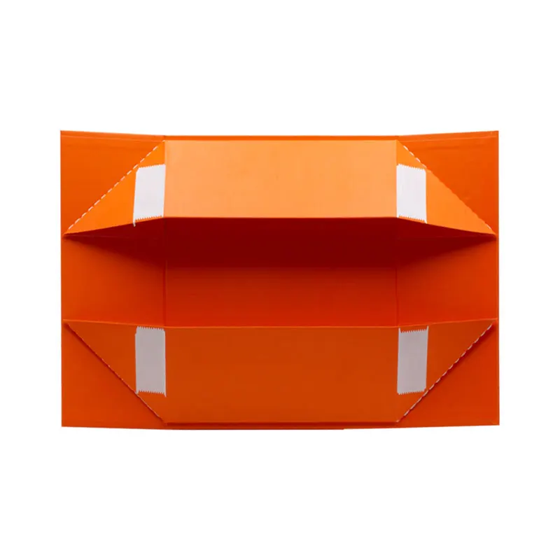 Luxury A4 deep size orange color handbag retail packaging box with magnetic lid