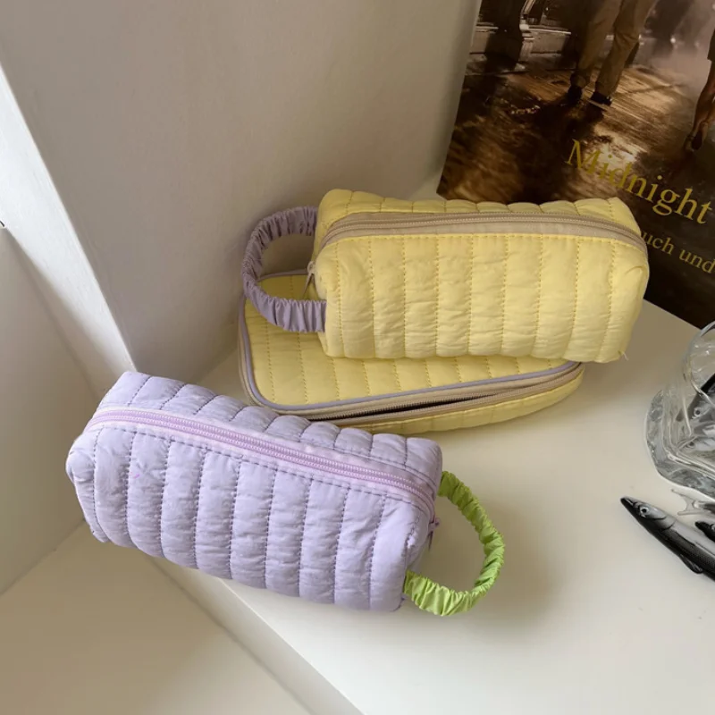 Colorful Nylon Portable Pencil Box Handbag Cartoon School Use  Pen Holder Gift Cute Pencil Case Bag Makeup Bag