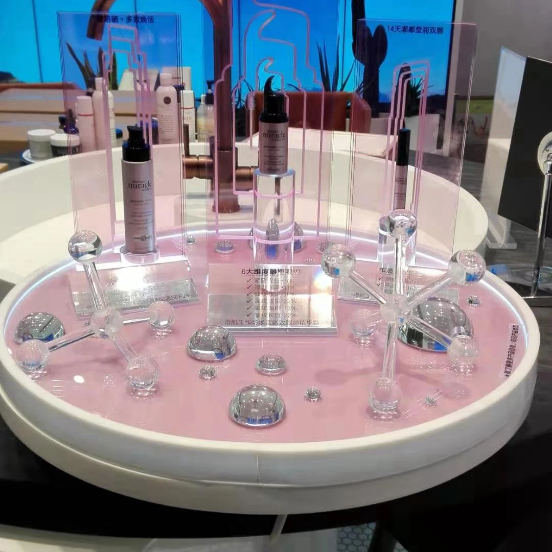 Professional Makeup Display Counter Display Stand acrylic skincare product counter rack display