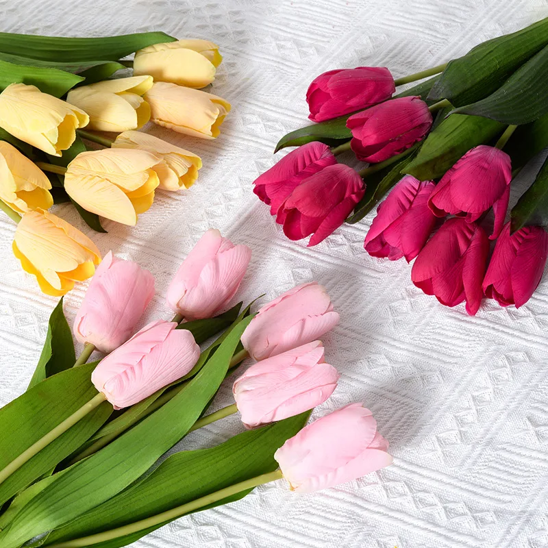 Real Touch Single Tulip Flower Silk Flower For Hotel Home Decoration Wholesale Tulip Artificial Flower