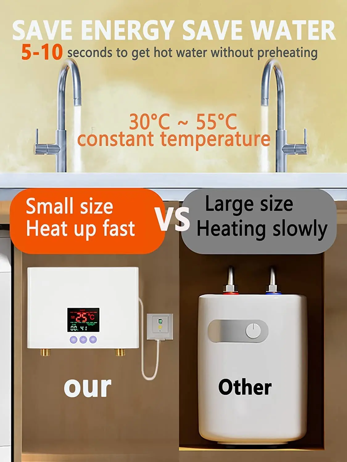 Factory price Wall Mounted Electric Tankless Shower Heater Water Constant Temperature Hot Water Heater with Remote Control