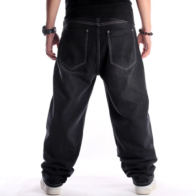 European And American Street Trend Black Plus Size Pants Jeans Men Baggy Loose Wide Leg Jeans Men