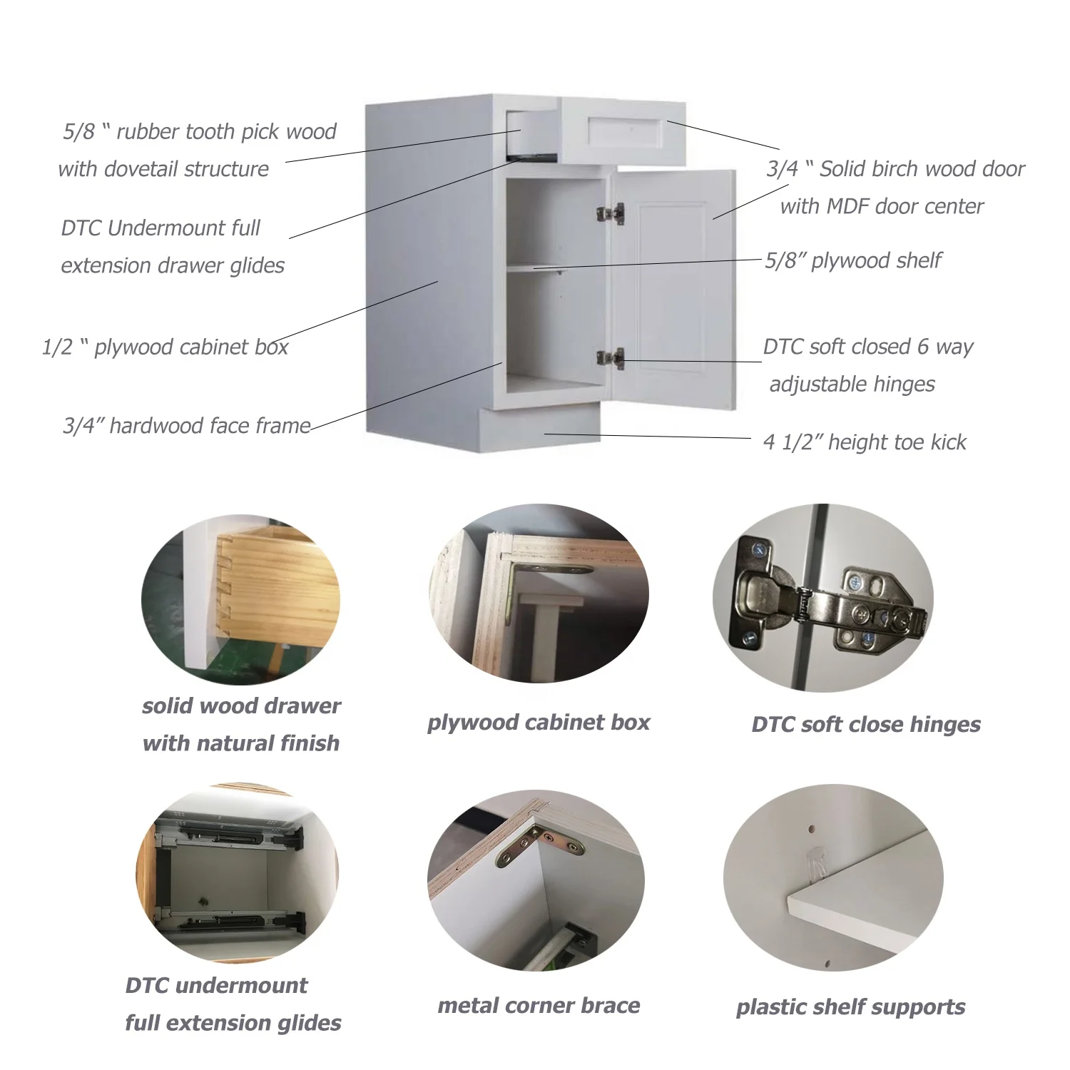 Wood Kitchen Cabinet Cupboards Kitchen Cabinets Furniture New Arrival Canada Made in China Grey and White Base Cabinets Modern