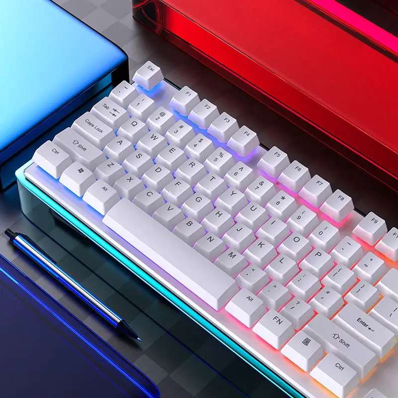 V4 cheap Colorful Rainbow Backlight Ergonomic Usb Wire Tablet Pc Computer Waterproof Rgb Mechanical Feel Gaming Keyboard Gamer